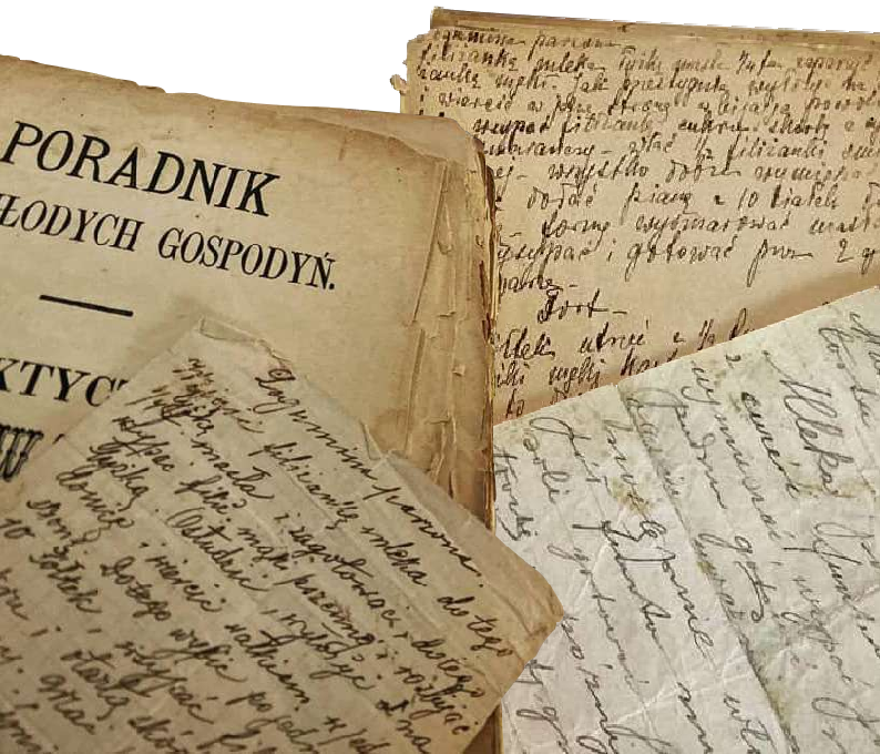 Poradnik młodych gospodyń z czasów dwudziestolecia międzywojennego z ręcznymi zapiskami